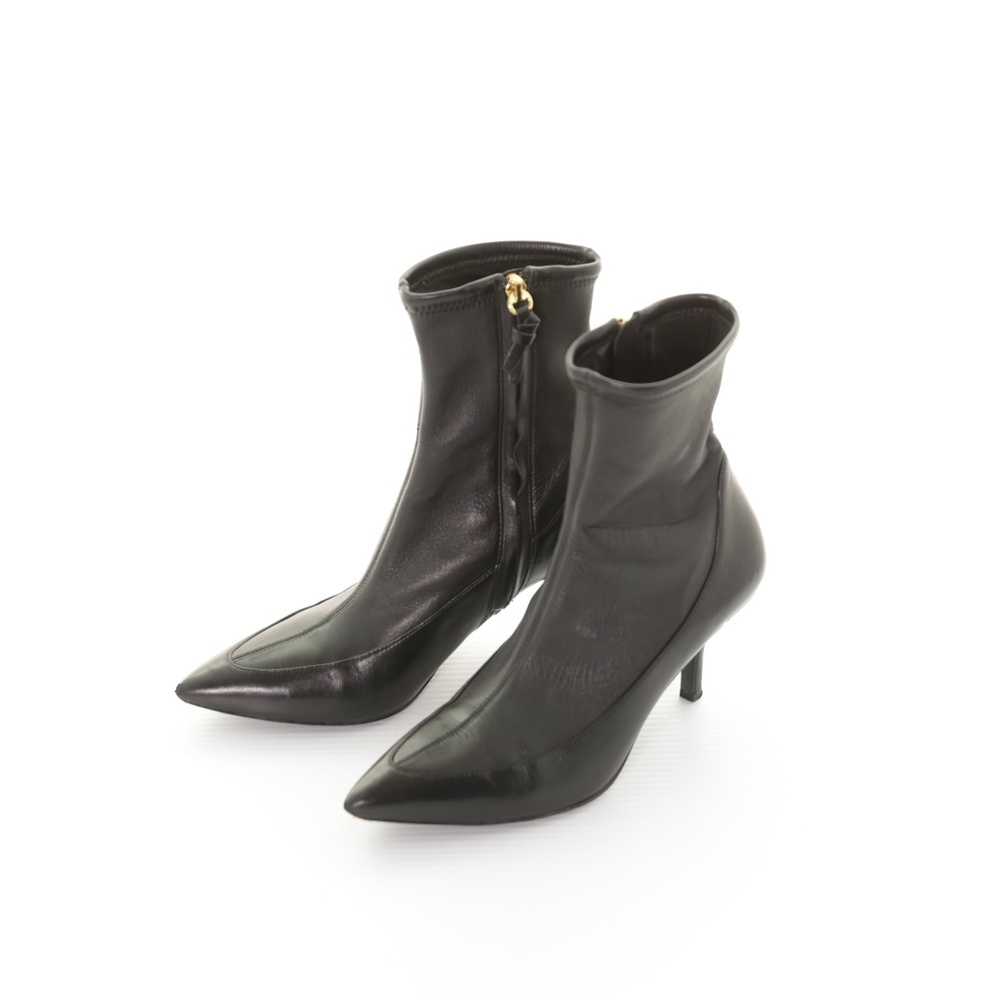 Diane Von Furstenberg Morgan Pointy Toe Booties Black Leather Sock Zip Women 8 - Picture 2 of 8